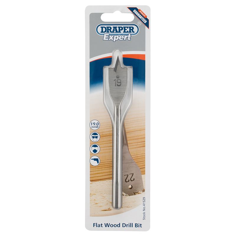 Draper Expert 19.0mm Flat Wood Carbon Steel Drill / Drilling Bit - 41529