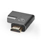 Nedis Left Angled HDMI Female to HDMI Male Coupler Gold Plated Gunmetal Grey - CVTB34903GY