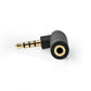 Stereo Audio Adapter 3.5mm Male to 3.5mm Female 90° Angled 4-Pole Anthracite
