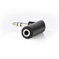 Stereo Audio Adapter 3.5mm Male to 3.5mm Female 90° Angled 3-Pole 10 Pcs Black