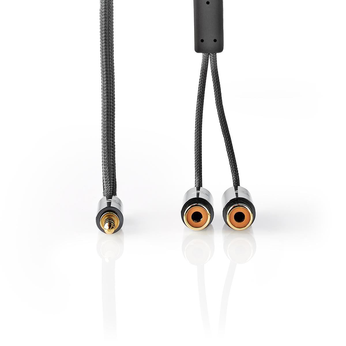Stereo Audio Adapter Cable 3.5mm Male to 2x RCA Female 0.2m Gun Metal Grey - CATB22250GY02