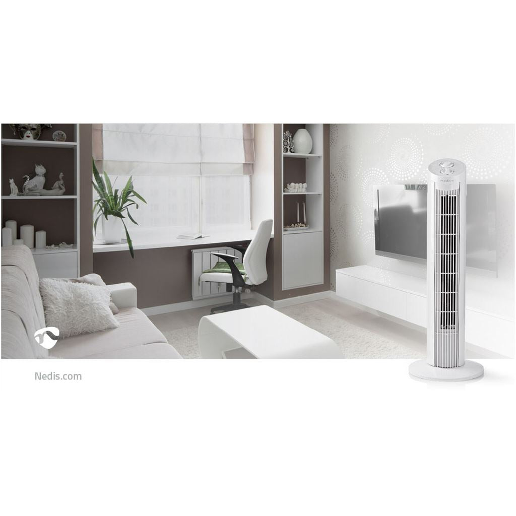 Nedis Tower Fan Height: 740mm 3-Speed Oscillation 40W Shut-off timer White