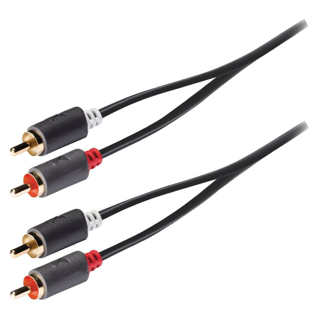 Konig Stereo audio cable 2x RCA male to 2x male 1m grey - CABW24200AT10