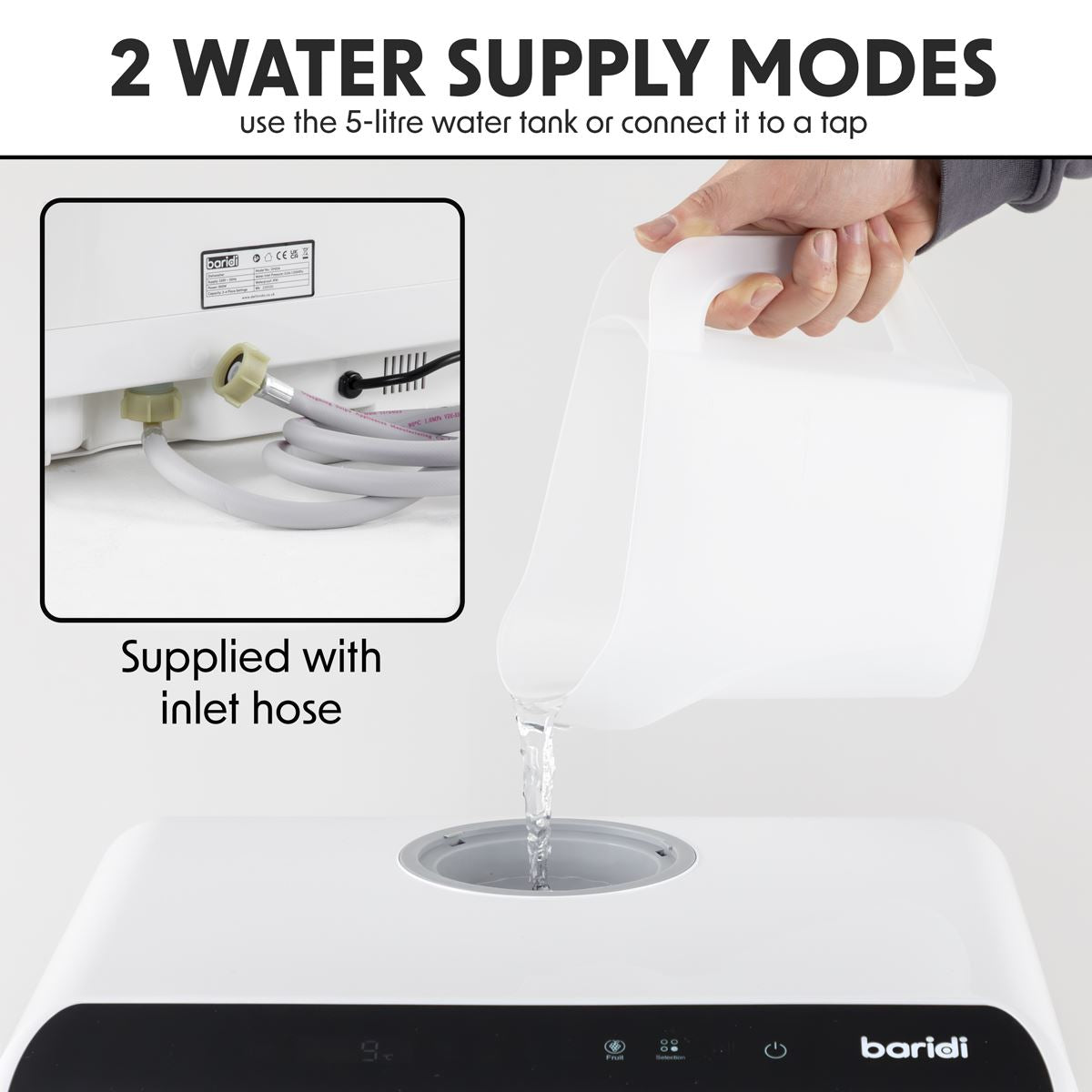 Sealey Baridi 2-4 Place Settings Mini Portable Tabletop Dishwasher, 5 Wash Functions DH224