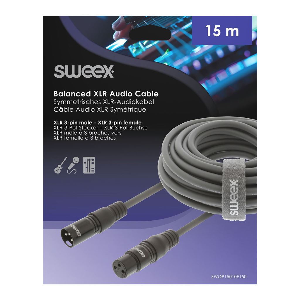 Sweex XLR Stereo Cable XLR 3-Pin Male to XLR 3-Pin Female 15m Dark Grey - COTG15010GY150