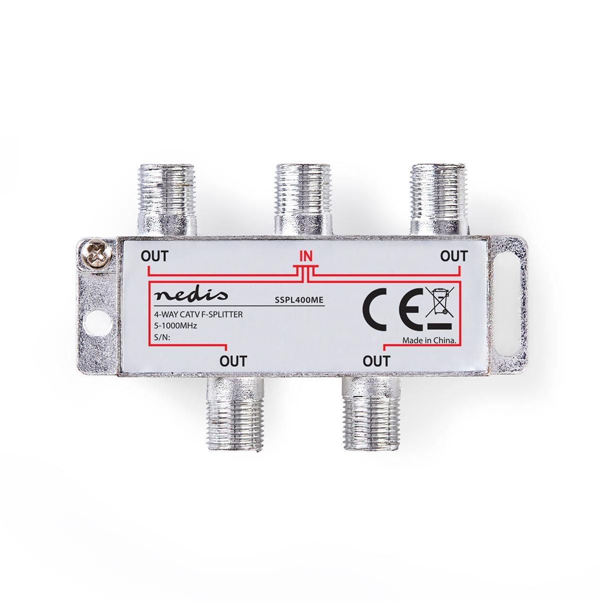 Nedis CATV F-Splitter Max 8.0 dB gain 5 to 1000 MHz 4 Outputs - SSPL400ME