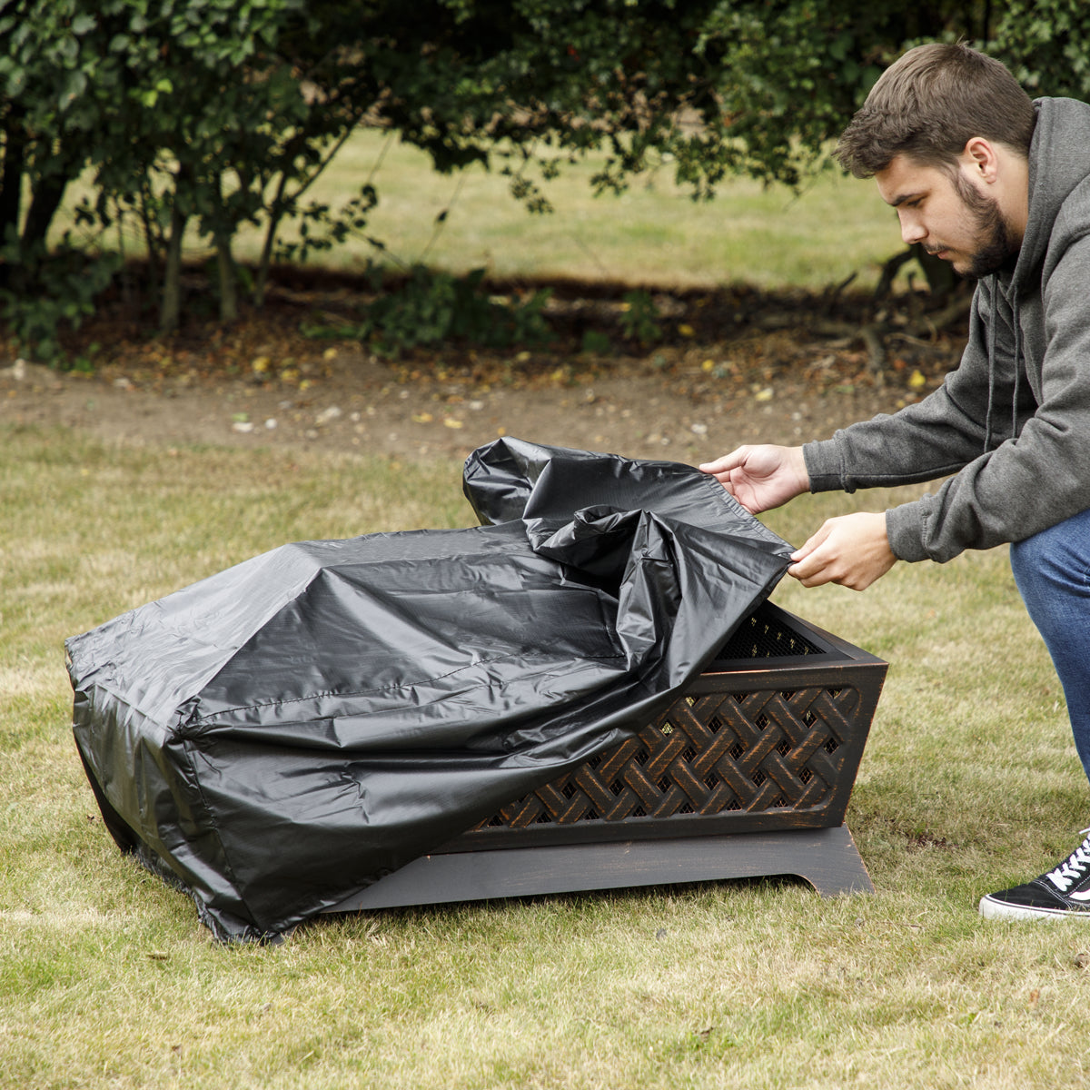 Dellonda Fire Pit, Fireplace, Outdoor Patio Heater PVC Cover, Water Resistant, Heavy Duty DG120