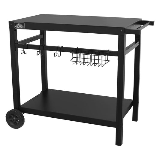 Dellonda BBQ & Plancha Trolley for Outdoor Cooking with Utensil Holder, Black - DG45 DG45
