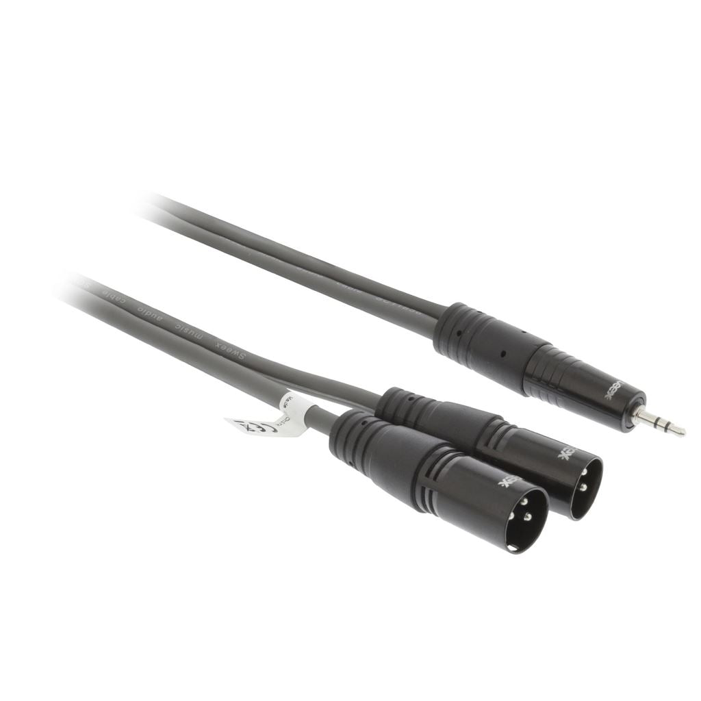 Sweex XLR Stereo Cable 2x XLR 3-Pin Male to 3.5mm Male 1.5m Dark Grey - COTH15310GY15