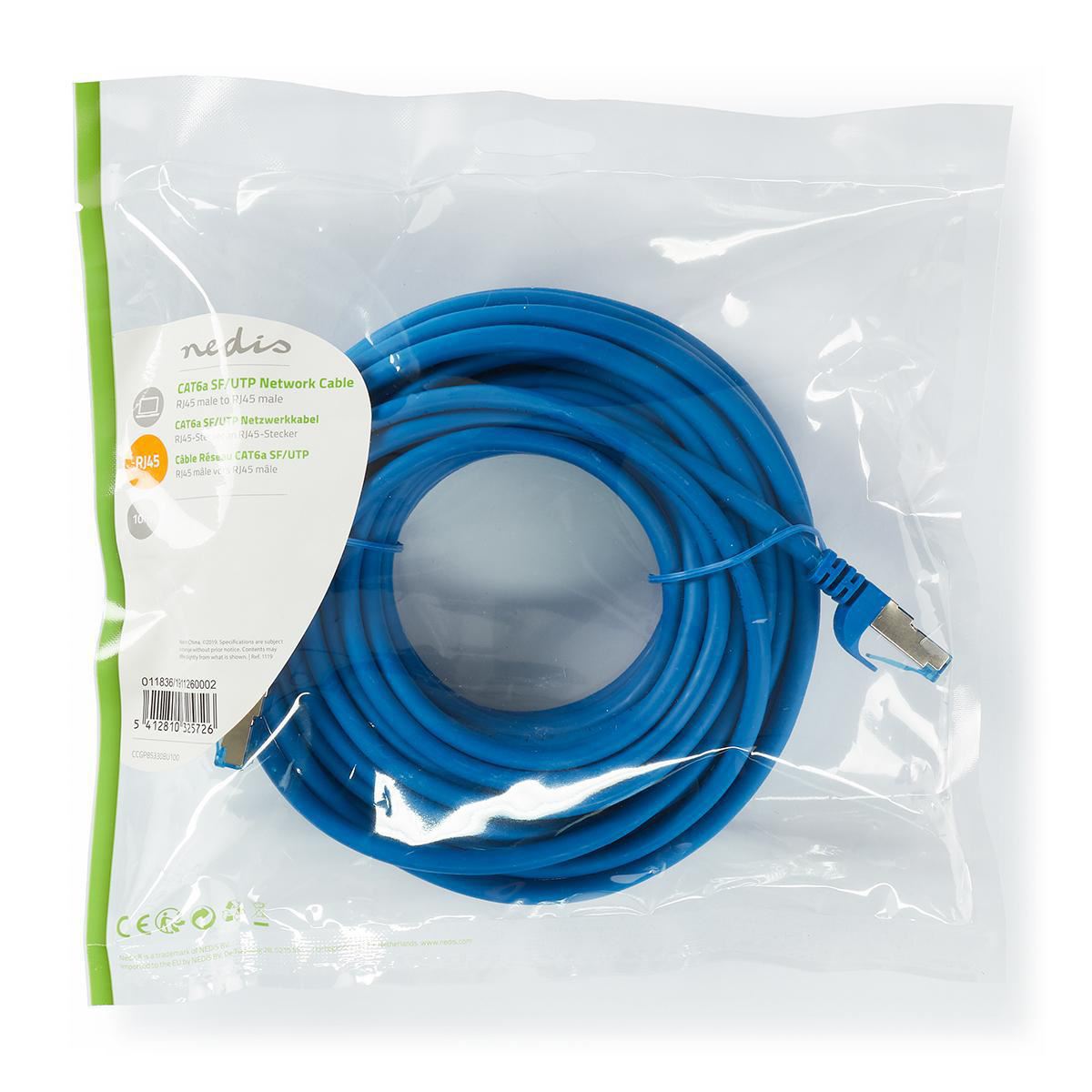 Nedis CAT6a SF/UTP Network Cable RJ45 Male to RJ45 Male 10m Blue