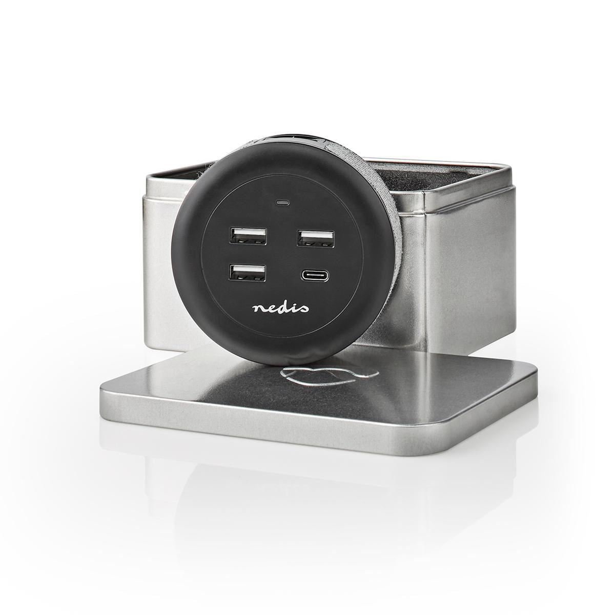 Nedis Fabric Desktop Family Charger 3x USB 2.1 A (Max.) 1x USB-C 30W PD Grey