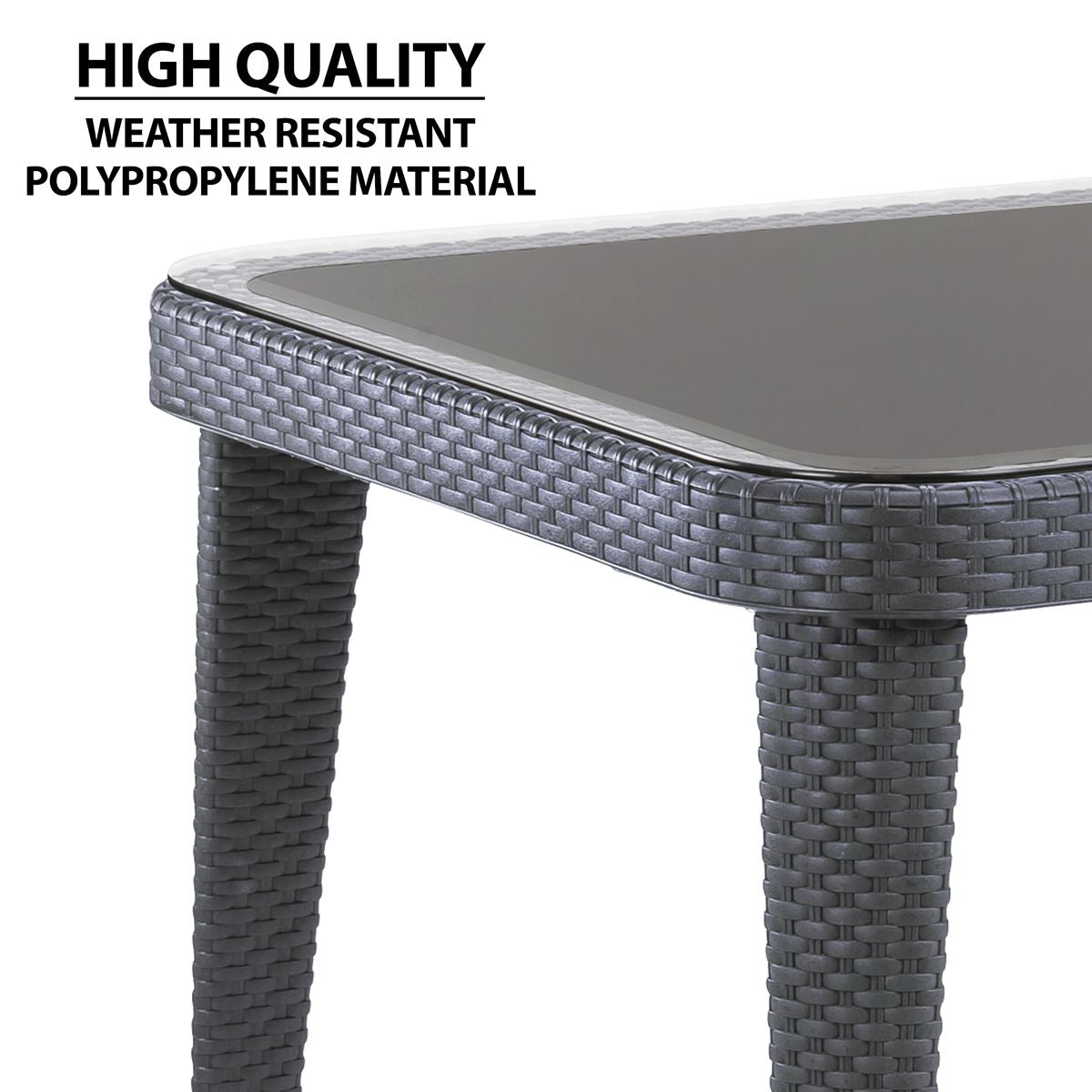 Sealey Dellonda Outdoor Dining Table Weather Resistant Body Glass Table 90x150cm DG209