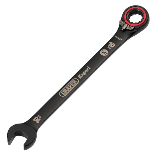 Draper Expert HI-TORQ  Metric Reversible Ratchet Combination Spanner 10mm, Black