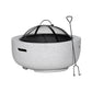 Dellonda Round MgO Fire Pit with BBQ Grill, 60cm, Safety Mesh Screen Light Grey