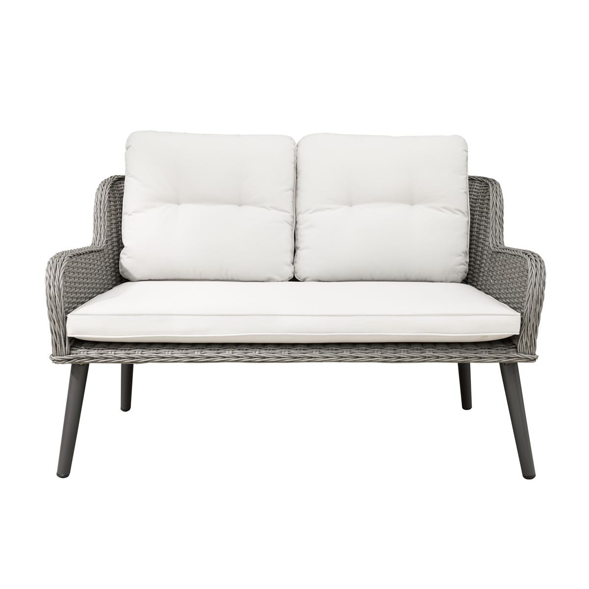 Sealey Dellonda Buxton Rattan Wicker Outdoor Lounge 2-Seater Sofa with Cushion, Grey DG80