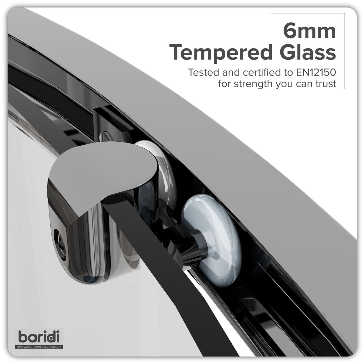 Baridi Quadrant Shower Entry Enclosure 800 x 800 x 1850mm with 6mm Tempered Glass - Chrome DH301