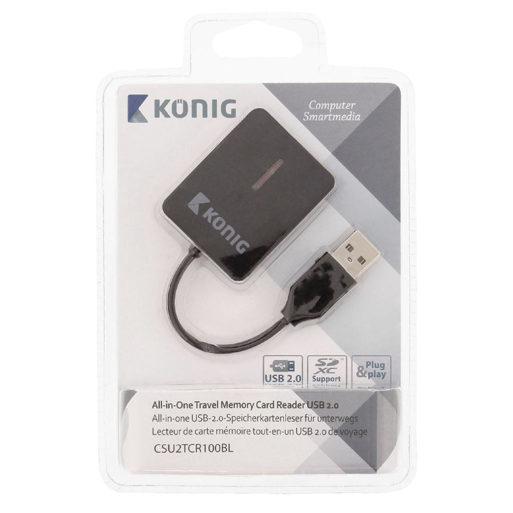 Konig All-in-one travel memory card reader USB 2.0 - CRDRU2300BK