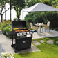 Dellonda 4 Burner Gas BBQ Grill, Ignition, Thermometer, Black/Stainless Steel DG15