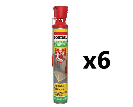 Soudal 6x Genius Gun Plasterboard Adhesive - CHAMPAGNE (750ml)