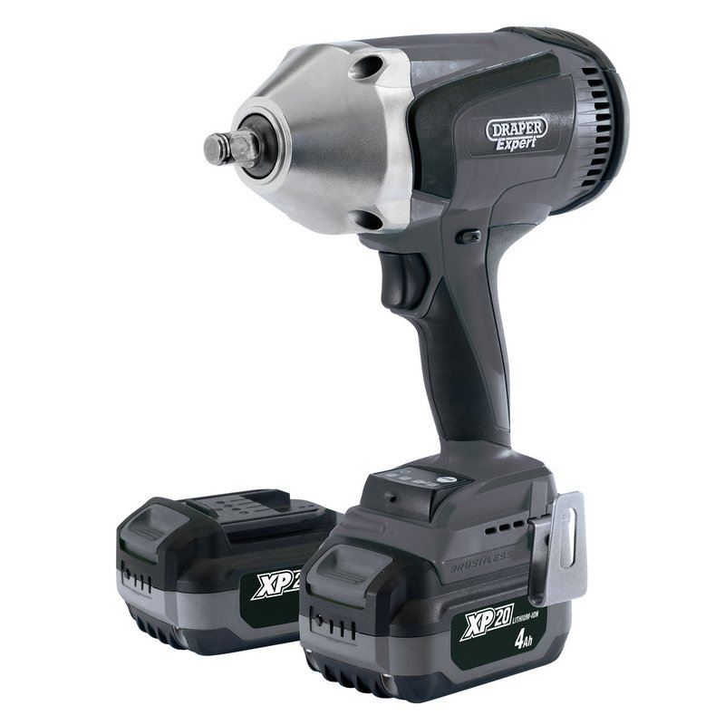 Draper Expert 20V Brushless 1/2" Impact Wrench (1000Nm) 2 x 4Ah, Fast Charger - 98960
