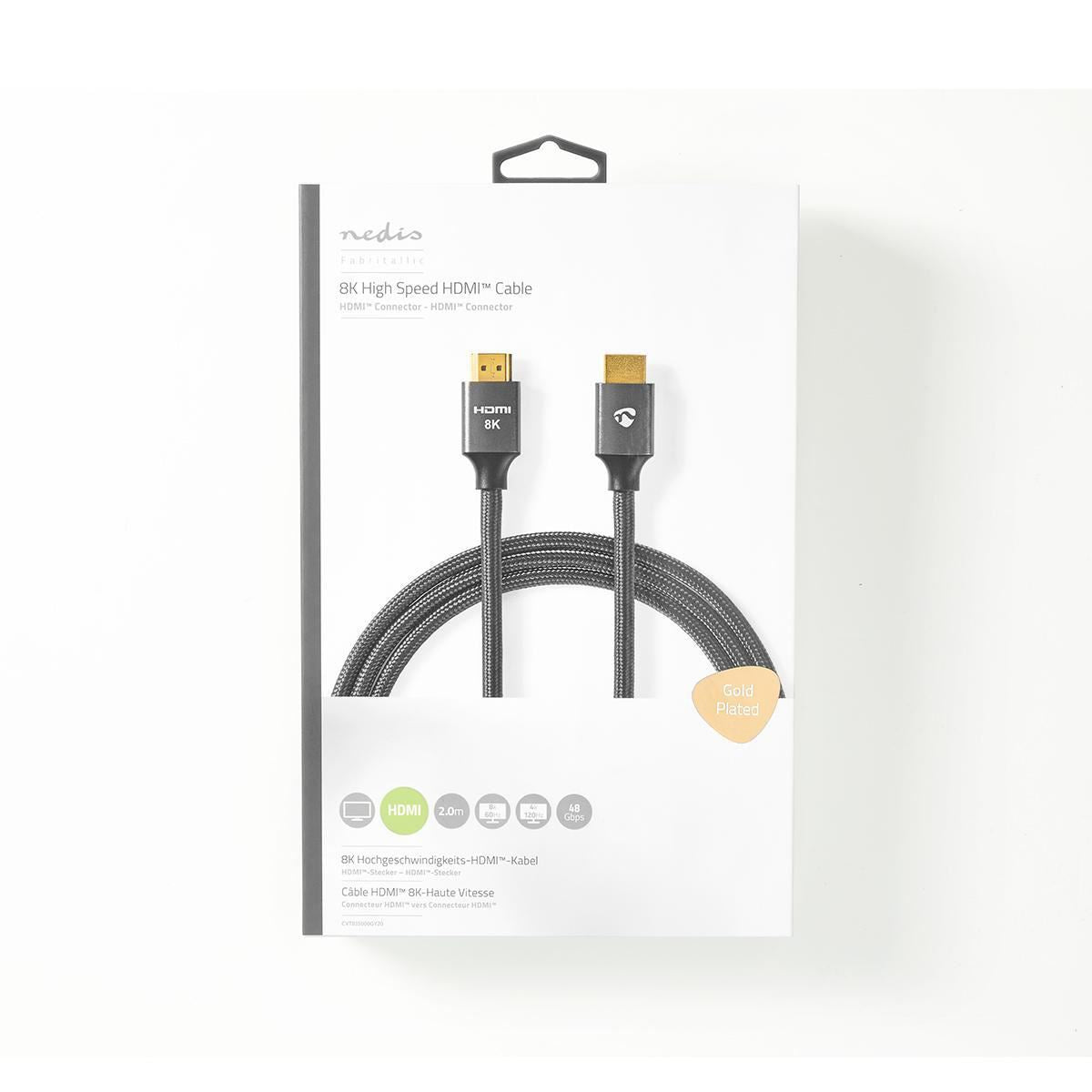 Ultra High Speed HDMI Cable HDMI to HDMI Gun Metal Grey Braided Cable 2m - CVTB35000GY20
