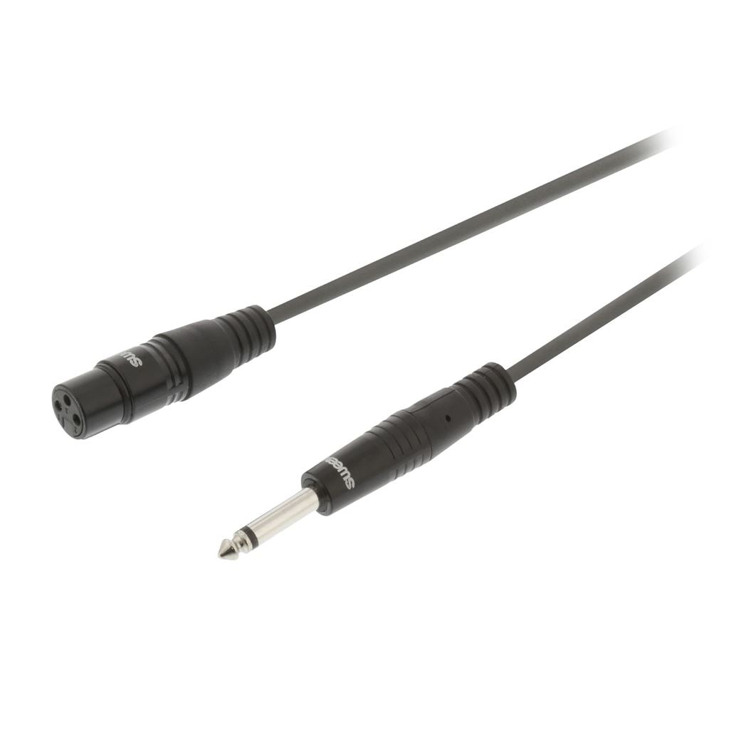 Sweex XLR Mono Cable XLR 3-Pin Female to 6.35mm Male 5m Dark Grey SWOP15120E50 - COTH15120GY50