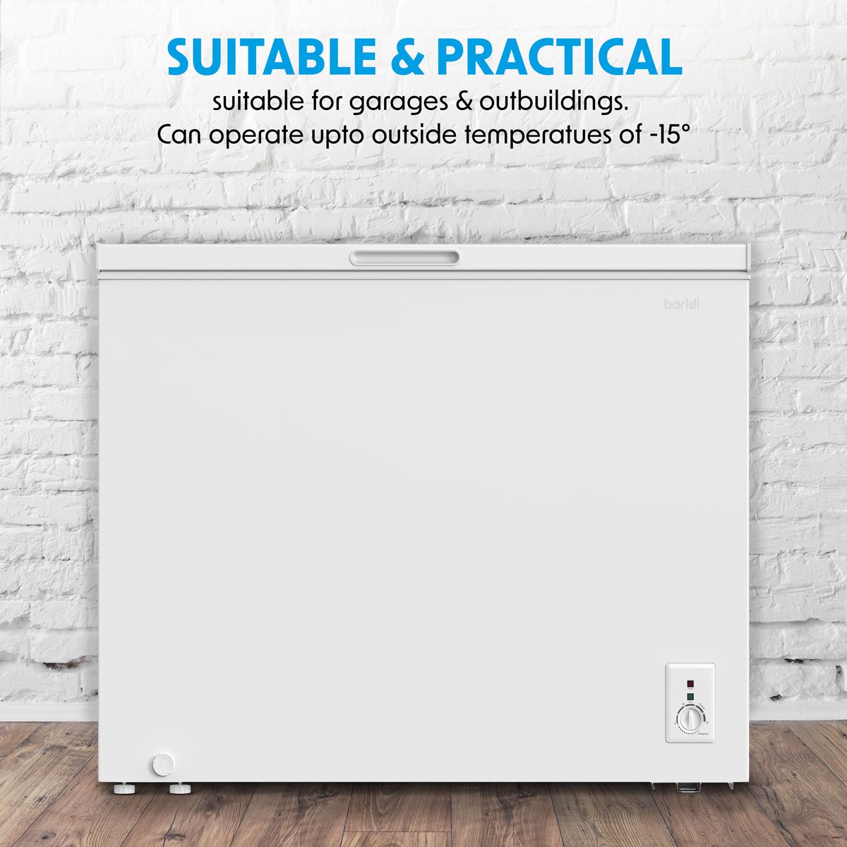 Sealey Baridi Freestanding Chest Freezer, 199L Capacity, Garages and Outbuilding Safe, -12 to -24�C Adjustable Thermostat with Refrigeration Mode, White DH111