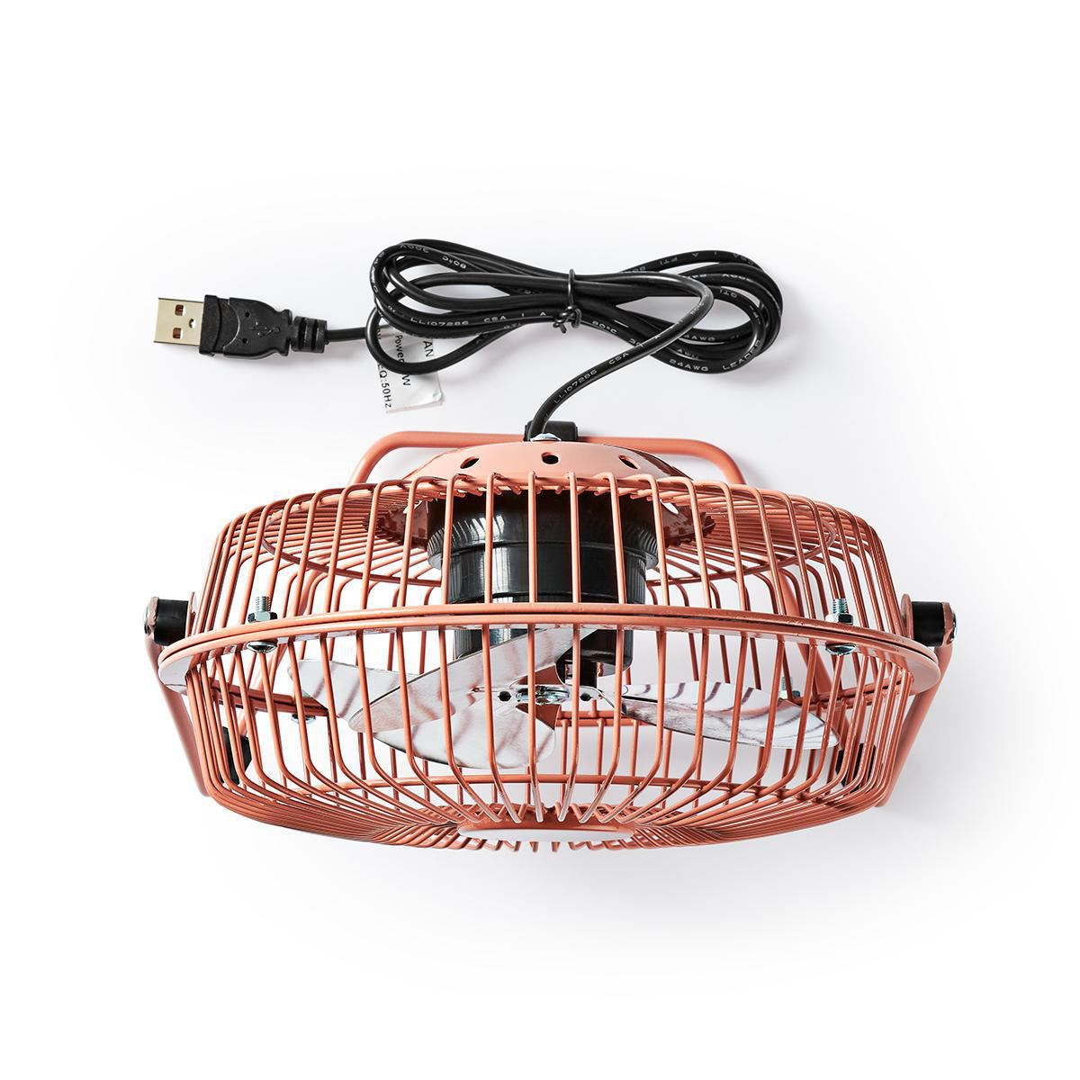 Nedis Metal Mini Fan 15cm Diameter USB Powered Vintage Pink - FNDK1PK15
