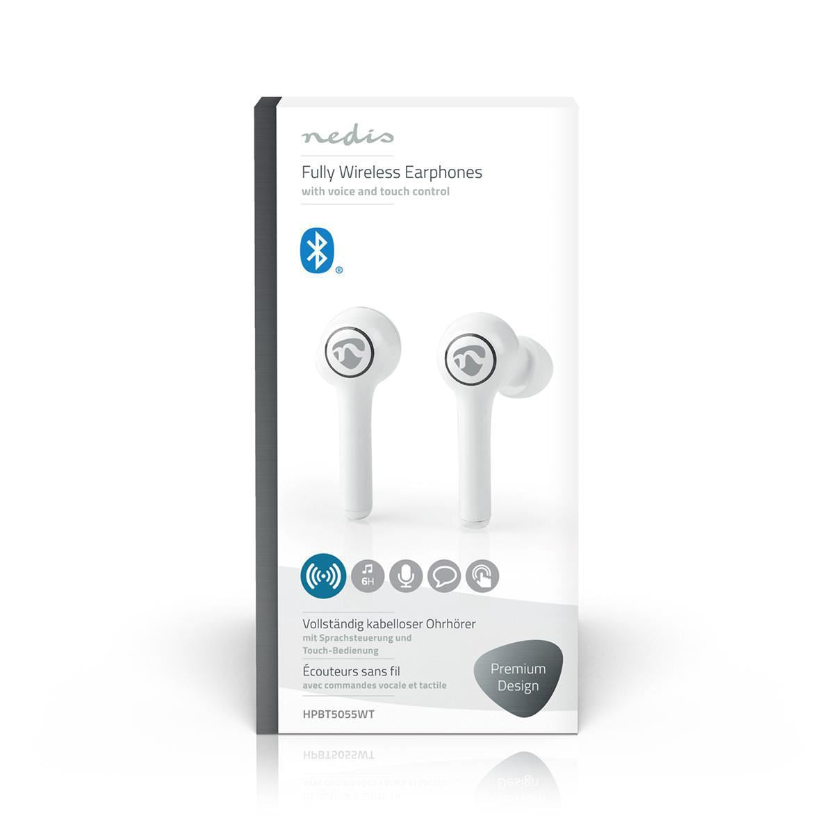 Fully Wireless Bluetooth Earphones 6hr Voice/Touch Control Design Chargeable - HPBT5055WT
