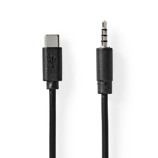 Nedis USB-C Adapter USB 2.0 USB-C Male 3.5mm Male 1m Round Nickel Plated Black