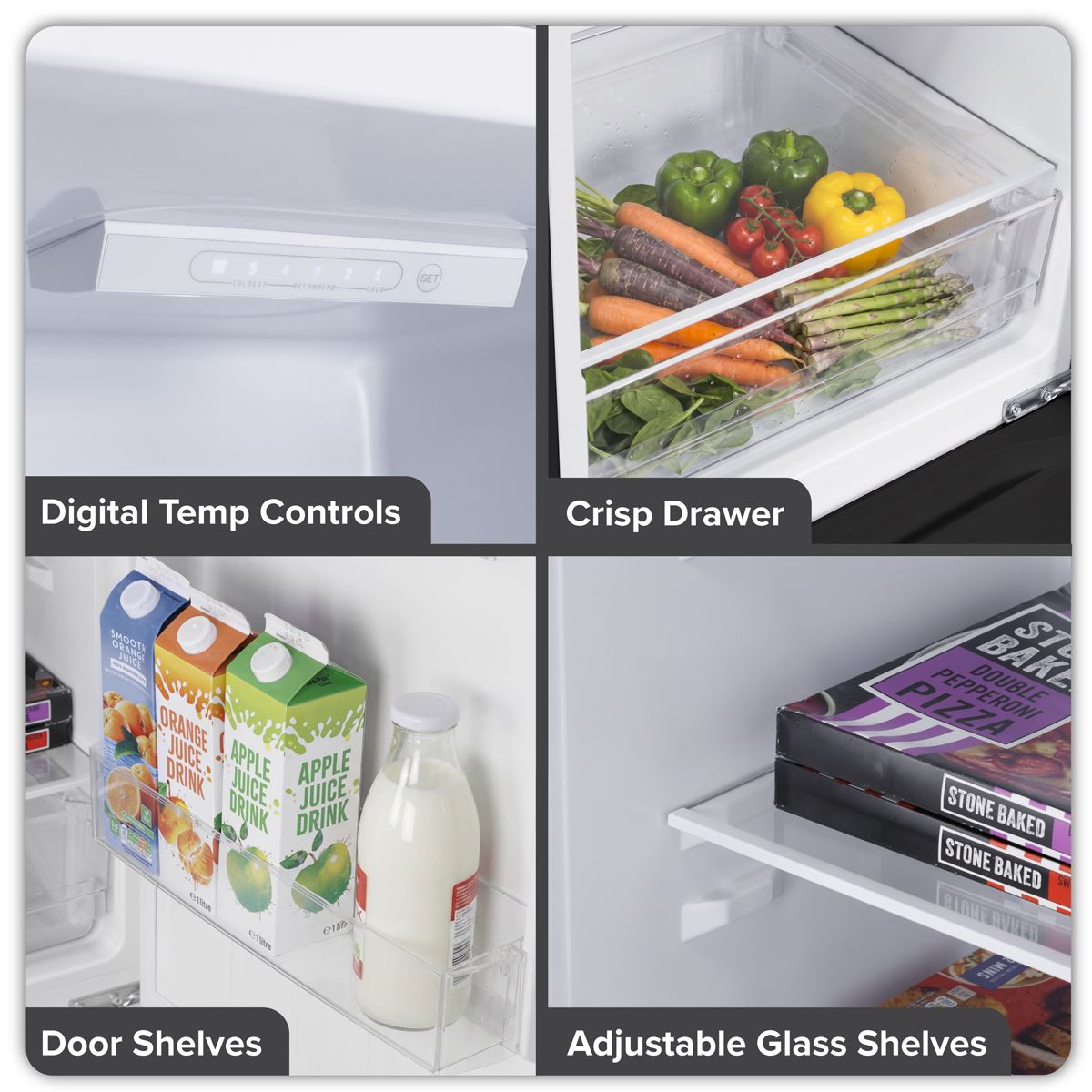 Baridi 50/50 Smart Frost Fridge Freezer 254L Capacity � Black DH329