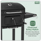 Dellonda Charcoal Grill BBQ Smoker and Trolley with 2 Side Shelves - Black DG283