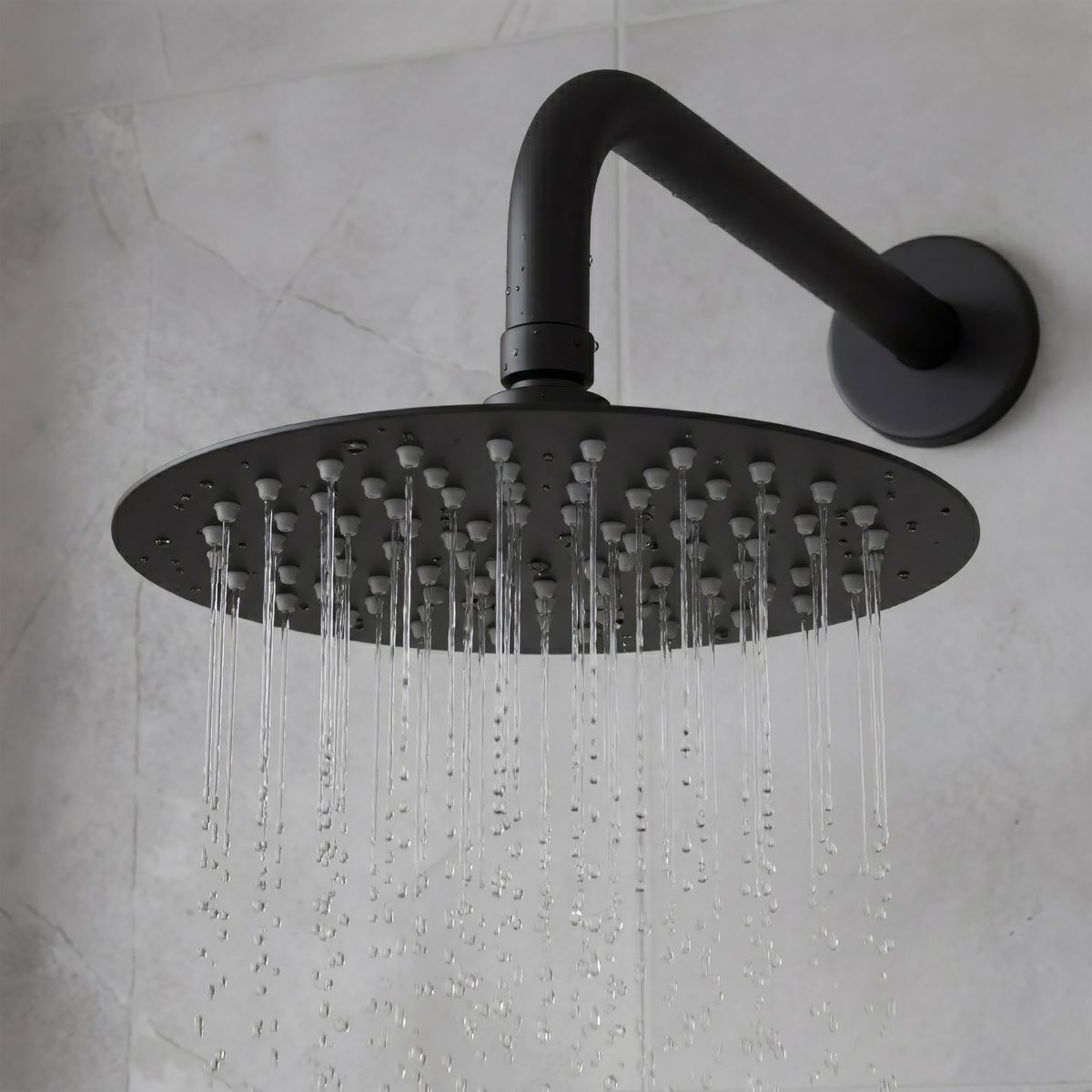 Baridi Concealed Thermostatic Shower Set, 20cm Round Head & Hand Shower - Black