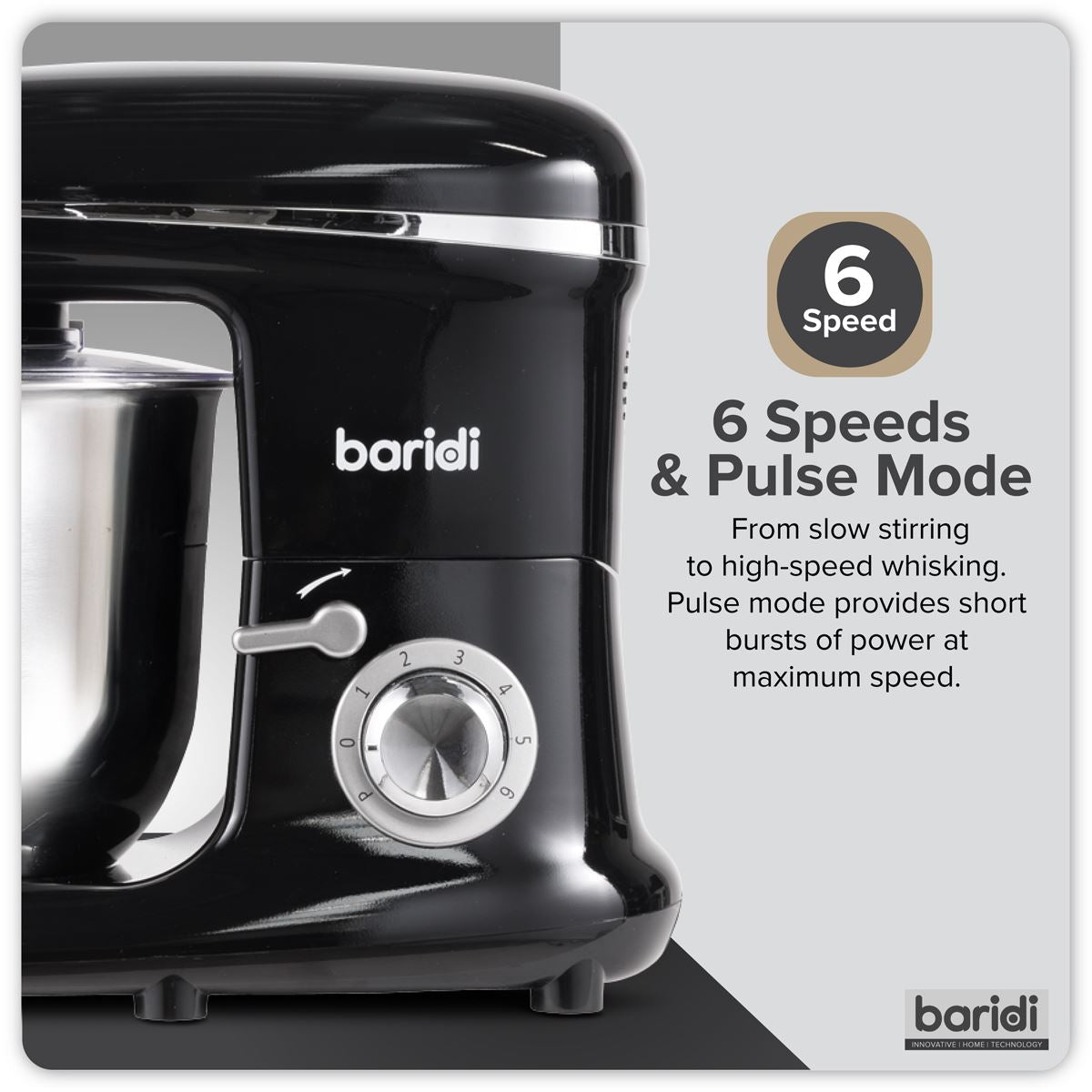 Baridi 1500W Stand Mixer with Accessories 6L - Black DH173