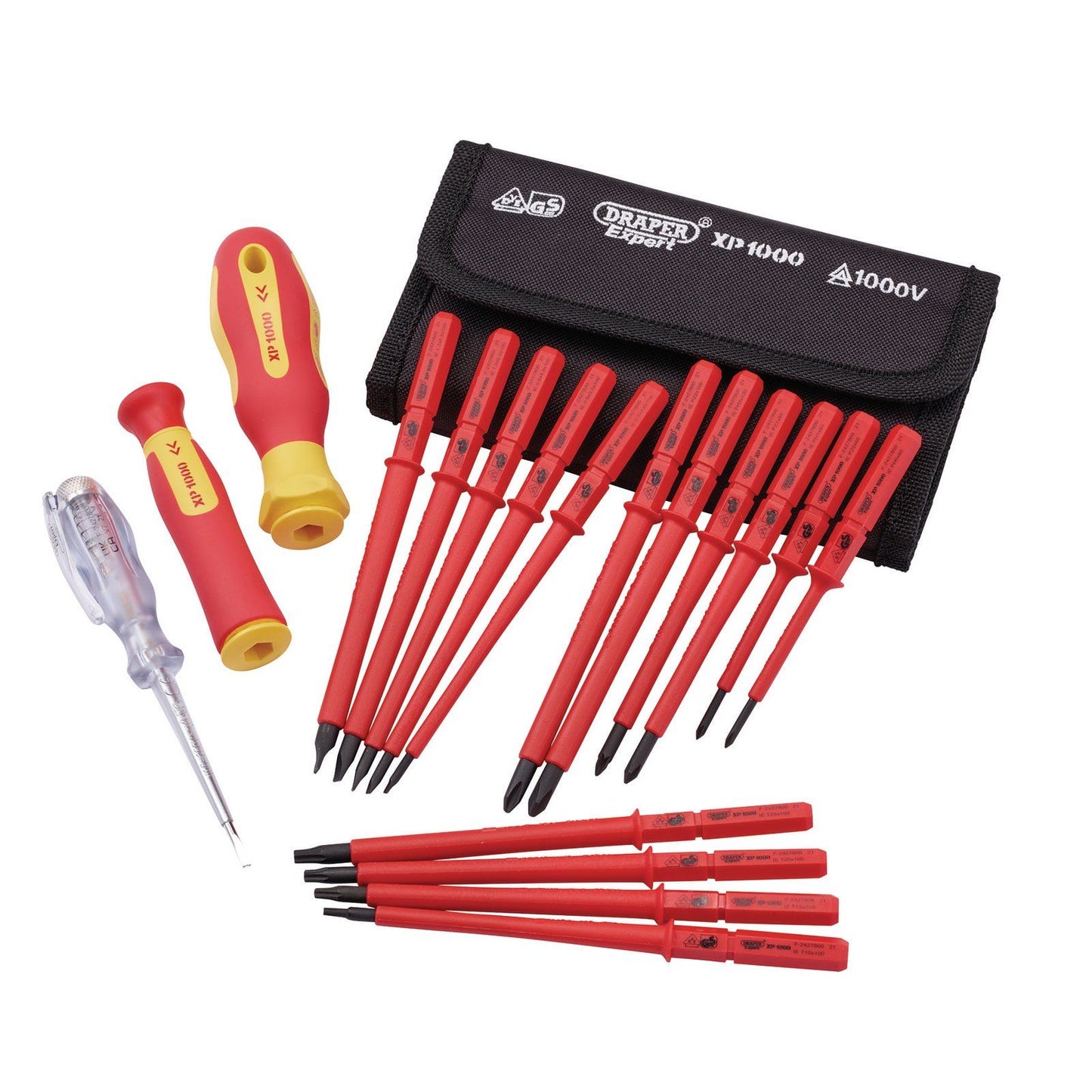 Draper 18 Pc VDE Insulated Interchangeable Blade Screwdriver Set Tool Roll 05776