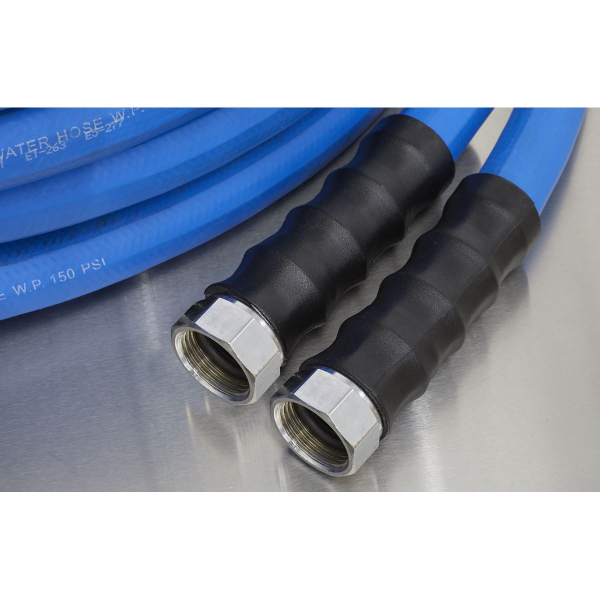 Sealey Heavy-Duty Hose Reel Cart with 15m Heavy-Duty 19mm Hot & Cold Rubber Water Hose HRKIT15