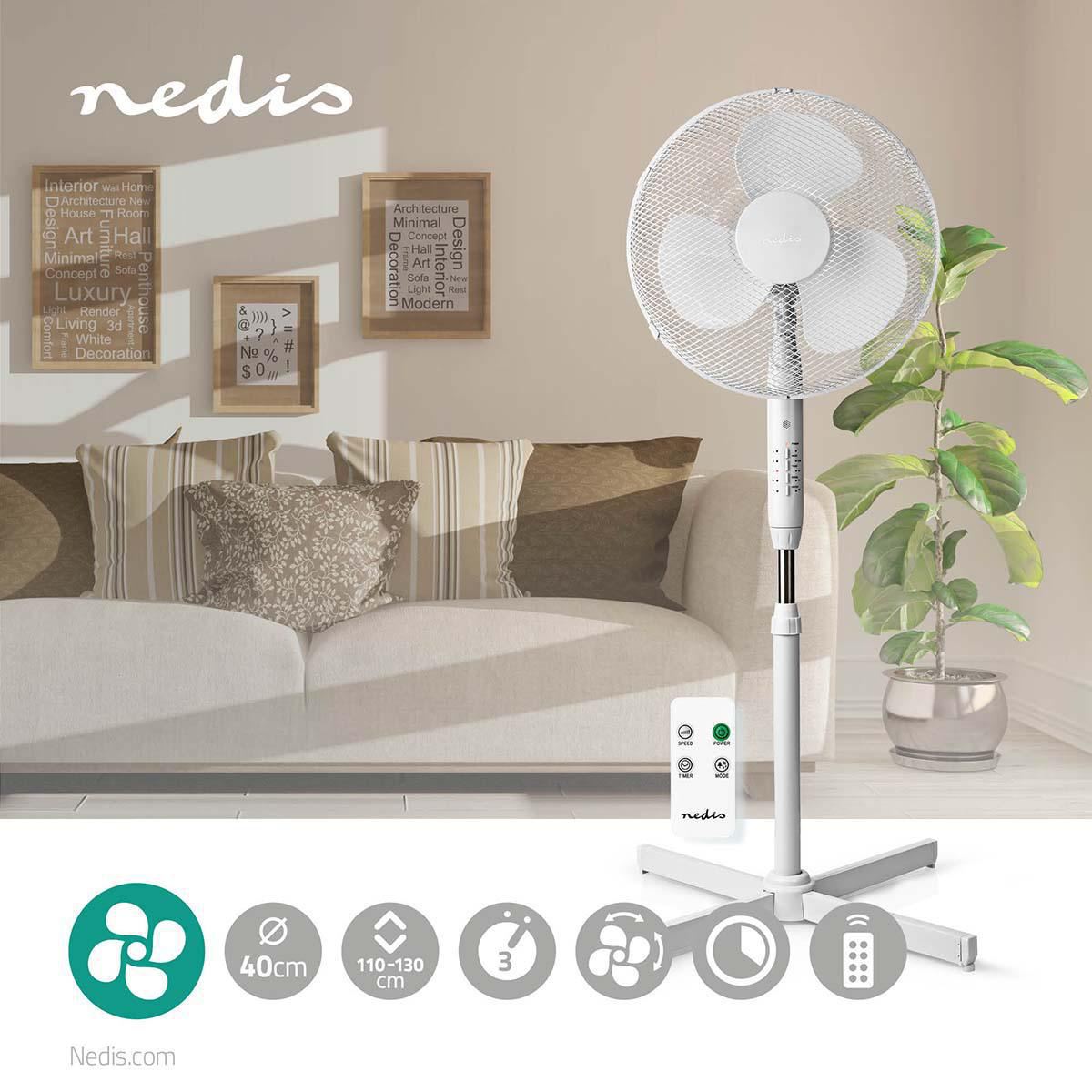 Nedis Stand Fan Diameter 40cm 3-Speed Oscillation 40W Adjustable height