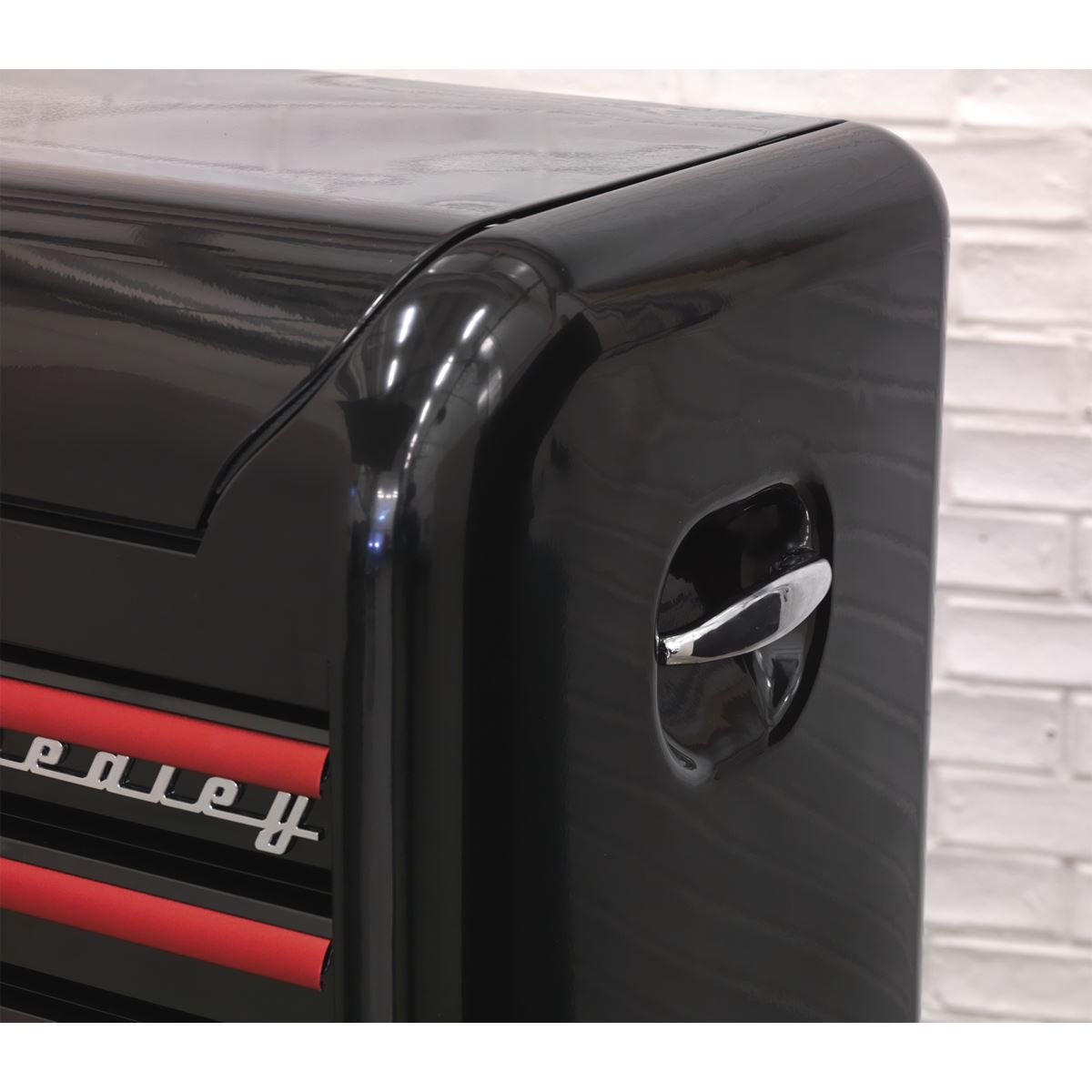 Sealey Topchest 4 Drawer Retro Style-Black/Red Anodised Draw Pulls AP28104BR