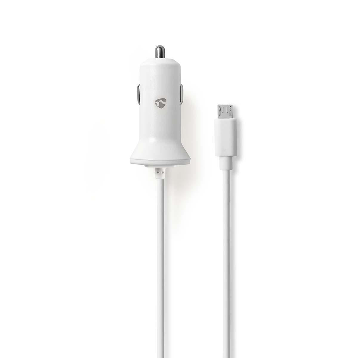 Nedis Car Charger 2.4A Fixed cable Micro USB White CCHAM240AWT
