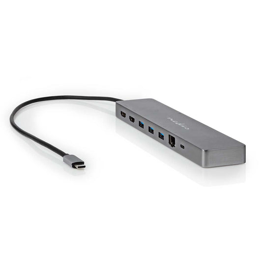 USB Multi-Port Adapter USB3.2 Gen 1 USB-C Male Micro SD/RJ45 Female/SD/2x HDMI/2x USB-C/3x USB-A Female 0.40m Gold TPE