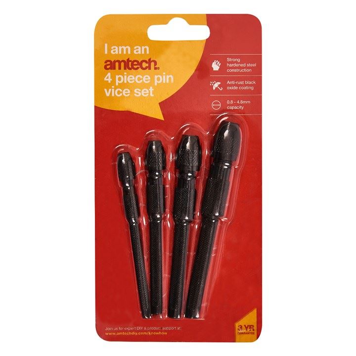 4 Piece HSS Pin Vice Set Hollow Drill Jewellery Making Watch Repair Model Craft - R0281