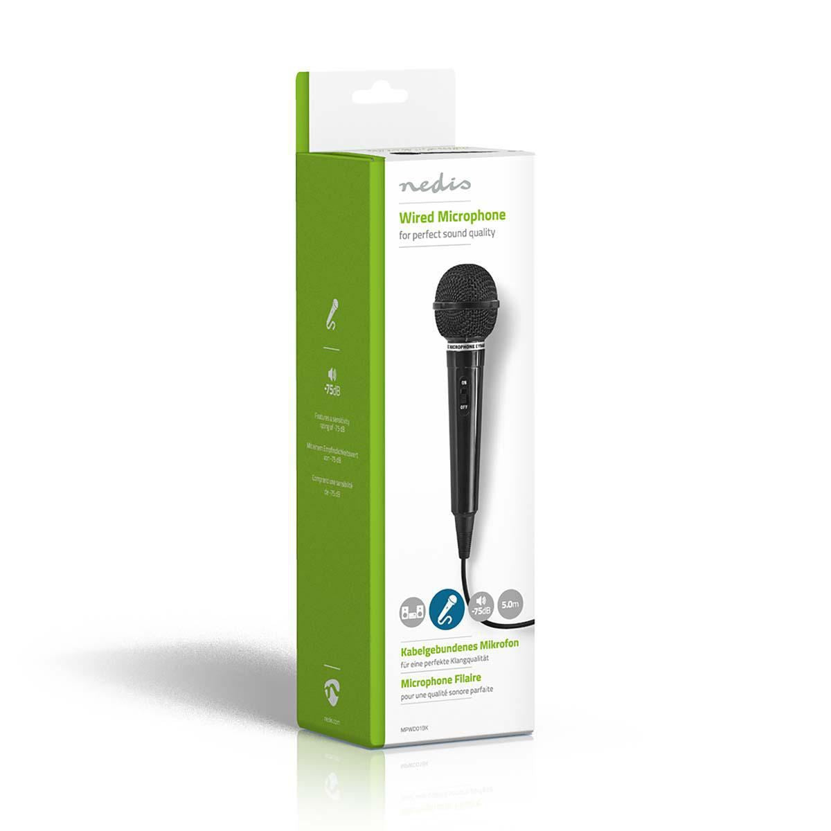 Nedis Wired Microphone -75dB +/-3dB Sensitivity 80 Hz to 12 kHz 5.0 m MPWD01BK