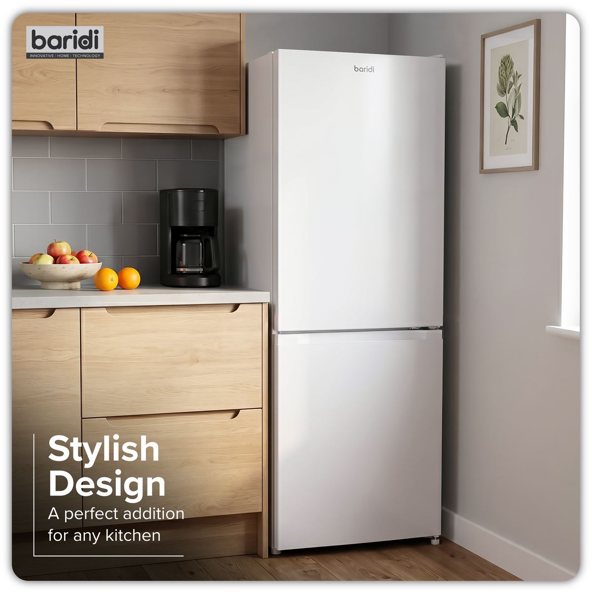 Baridi  60/40 Smart Frost Fridge Freezer 227L Capacity � White DH326