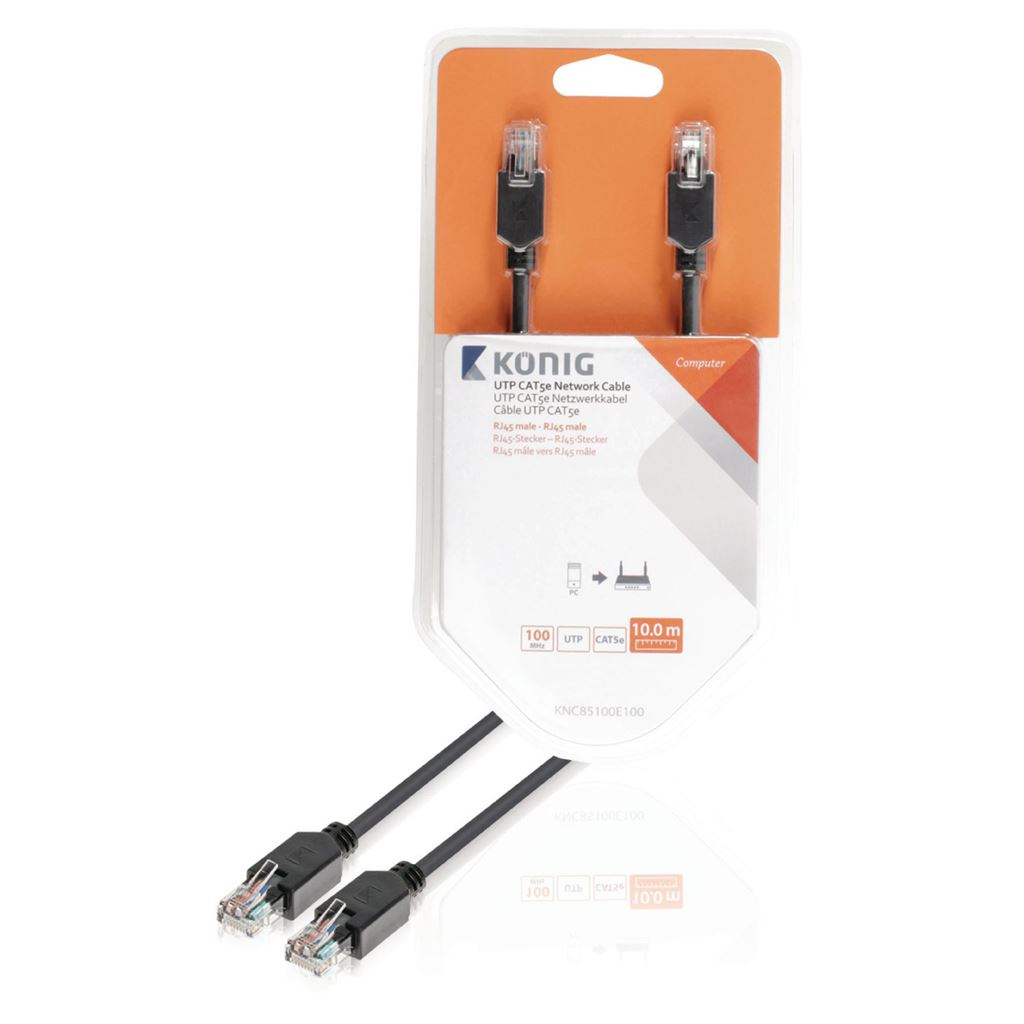 Konig UTP CAT5e network cable RJ45 male to male 10m grey