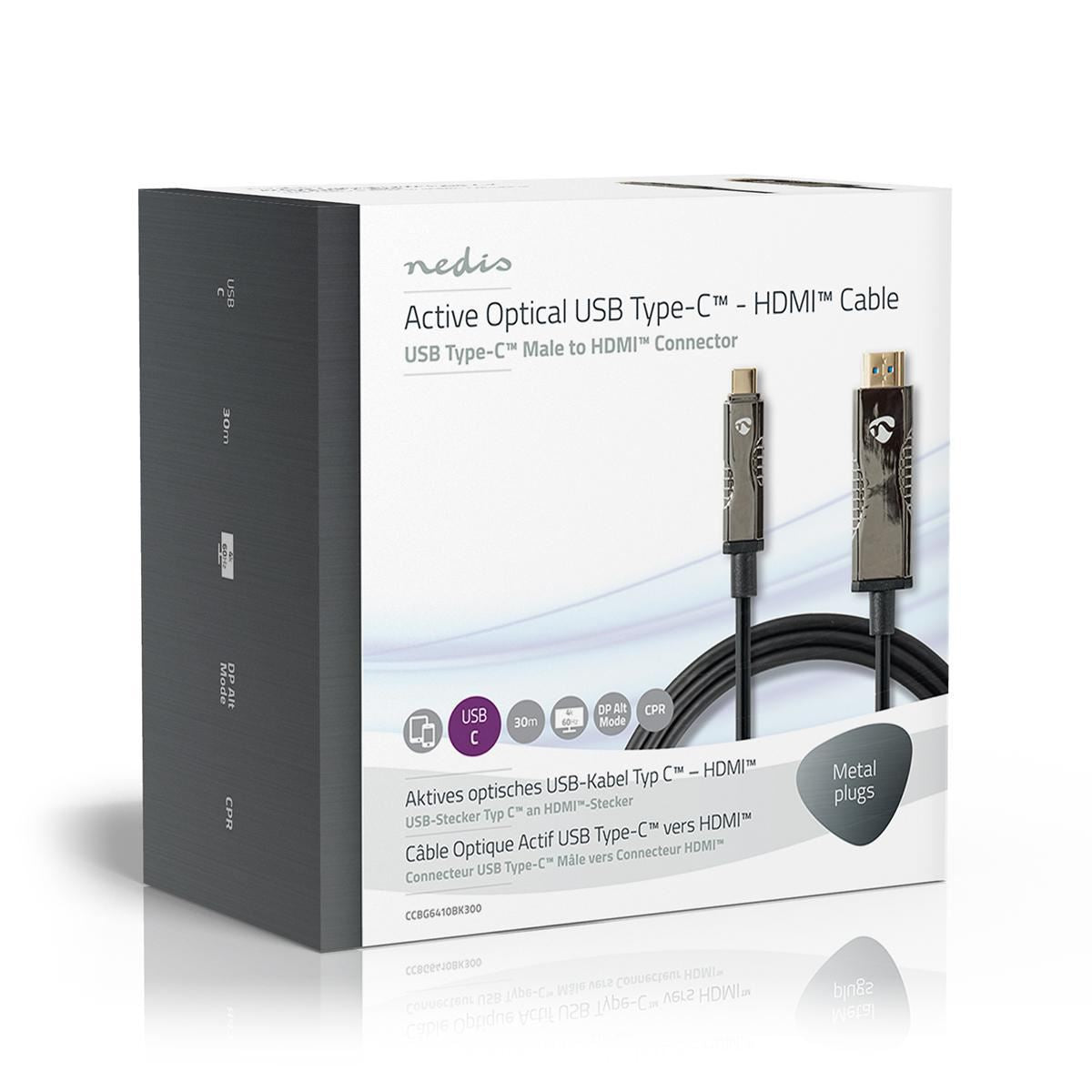 Nedis USB Type-C to HDMI Cable AOC Type-C Male to HDMI Connector 30m Black - CCBG6410BK300