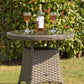 Dellonda Chester Rattan Wicker Outdoor Bistro Table w/Tempered Glass Top Brown