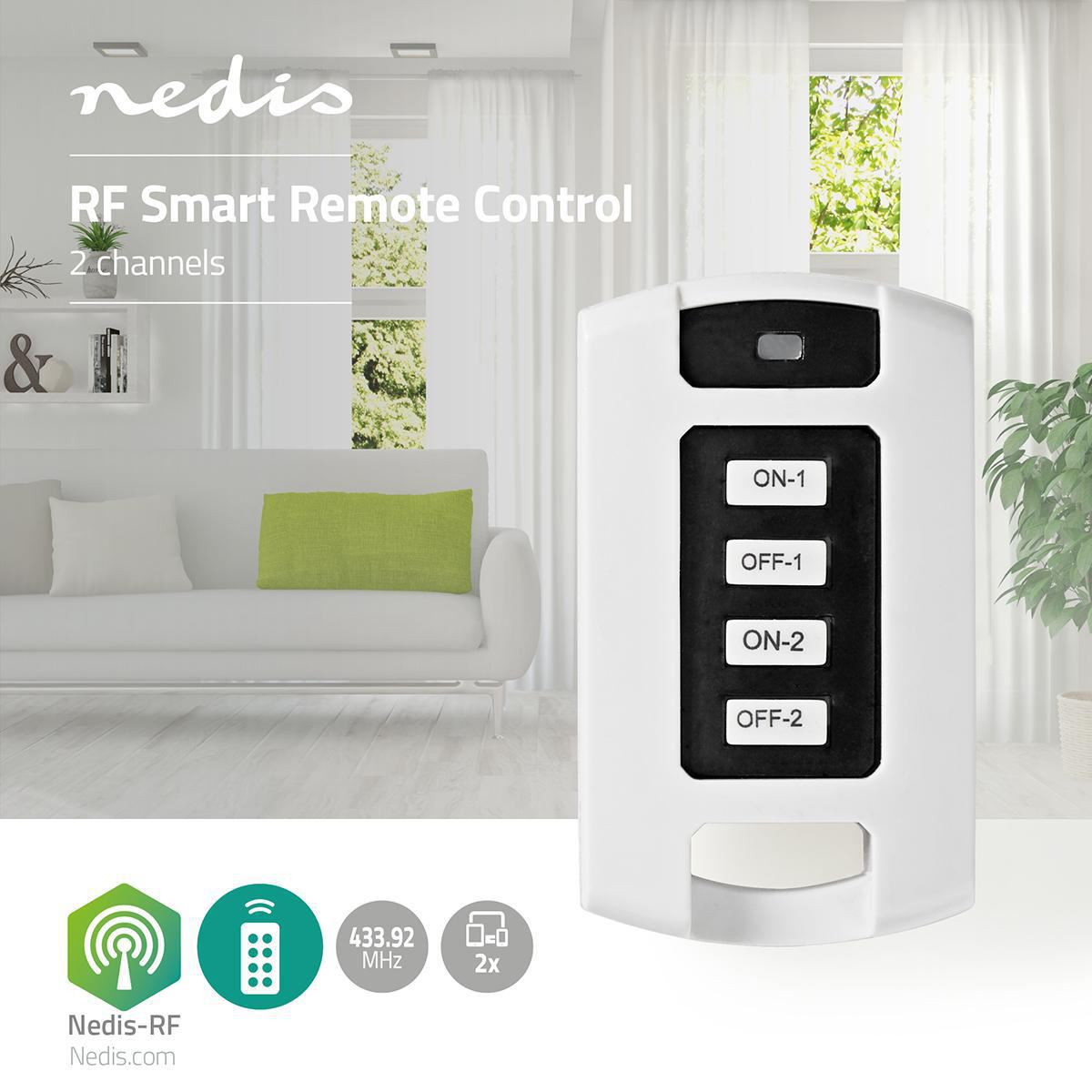 Nedis RF Remote 2 Channels Compatible with most  433.92MHz systems - RFRC220WT