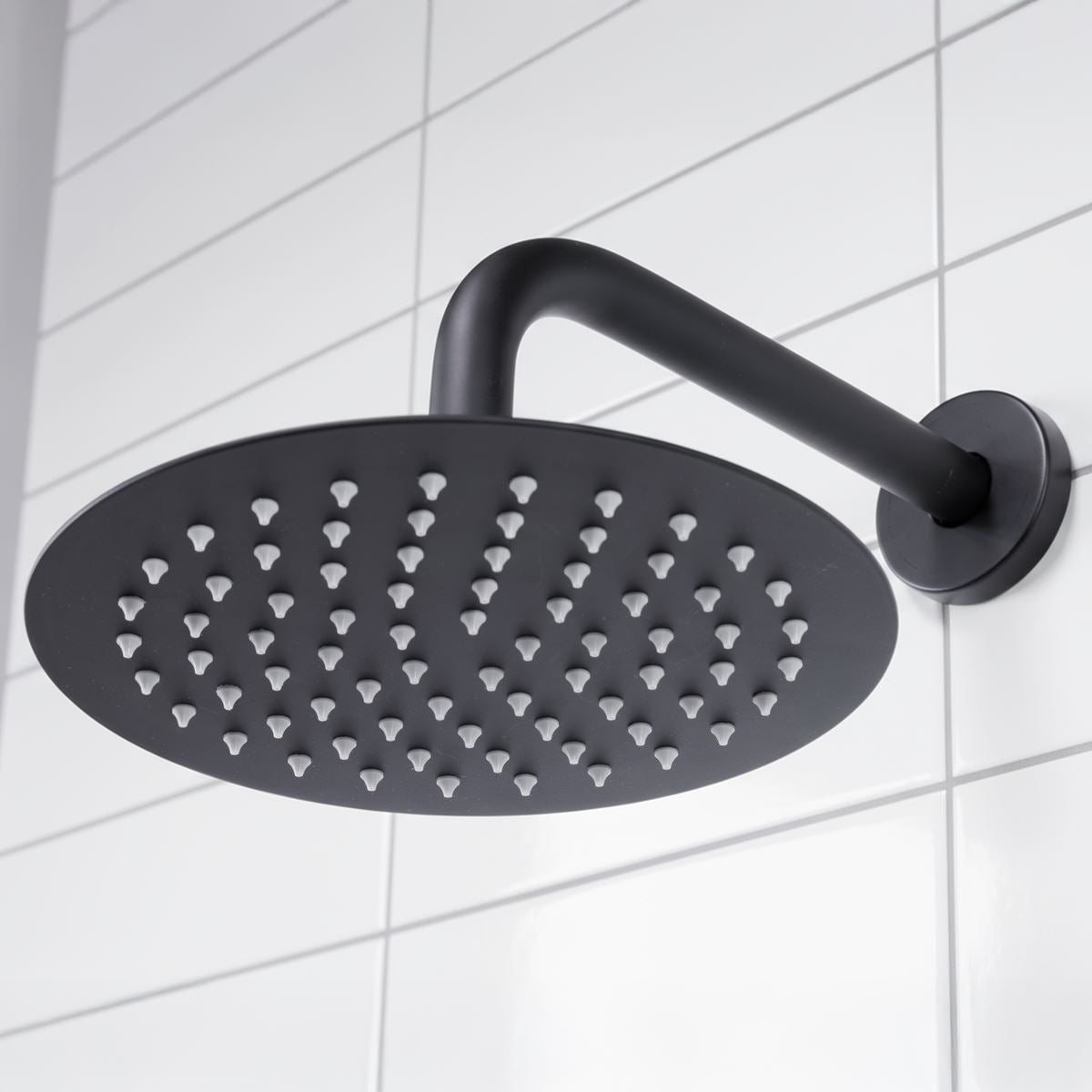Baridi Concealed Thermostatic Shower Set, 20cm Round Head & Hand Shower - Black
