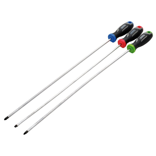 Draper Long Reach Soft Grip Screwdriver Set (3 Piece)
