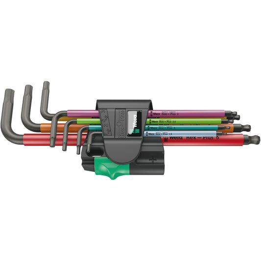 Wera 950Spkl/7B Sm Hex Key Set 1.5-6.0 Long B/End Multicolour 7Pc 022534